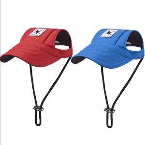 Set of 2 red and blue Sun Visor Hat for Small Dogs - Lightweight.